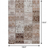 10' X 14' Beige And Brown Floral Shag Washable Area Rug With UV Protection - HomeRoots - Flyclothing LLC