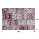 3' X 5' Burgundy And Eggplant Floral Shag Washable Area Rug With UV Protection - HomeRoots - Flyclothing LLC