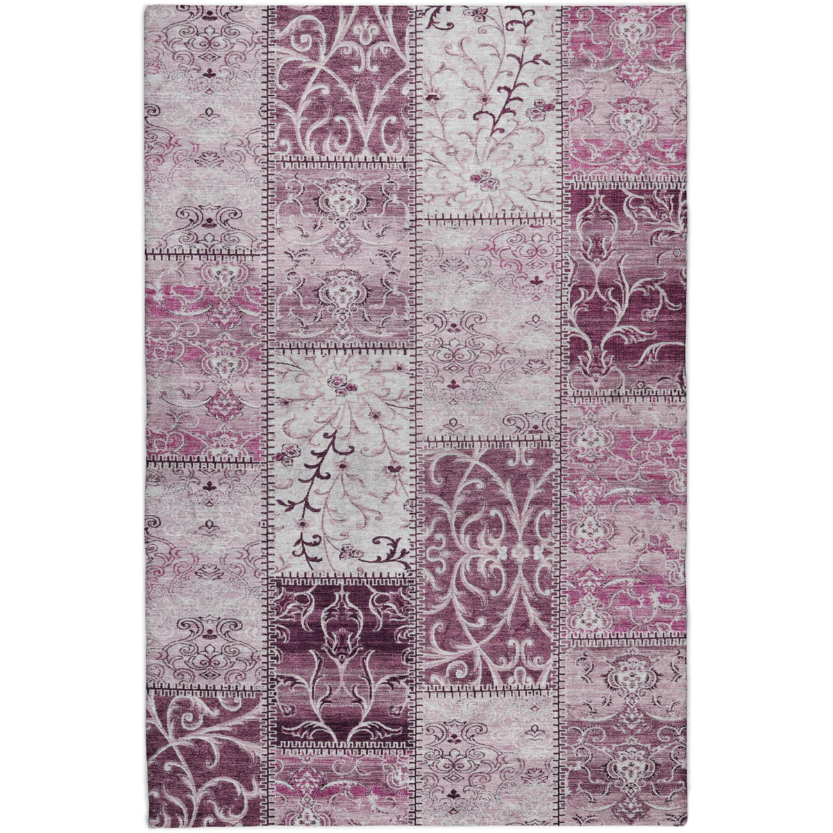 8' X 10' Burgundy And Eggplant Floral Shag Washable Area Rug With UV Protection - HomeRoots - Flyclothing LLC