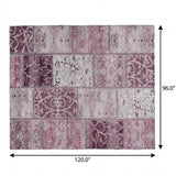 8' X 10' Burgundy And Eggplant Floral Shag Washable Area Rug With UV Protection - HomeRoots - Flyclothing LLC