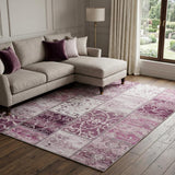 9' X 12' Burgundy And Eggplant Floral Shag Washable Area Rug With UV Protection - HomeRoots - Flyclothing LLC