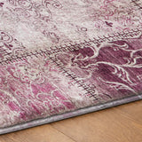 10' X 14' Burgundy And Eggplant Floral Shag Washable Area Rug With UV Protection - HomeRoots - Flyclothing LLC