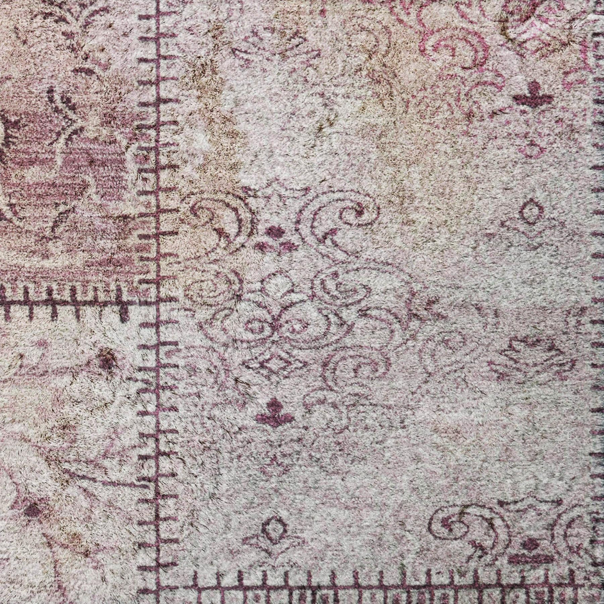 10' X 14' Burgundy And Eggplant Floral Shag Washable Area Rug With UV Protection - HomeRoots - Flyclothing LLC