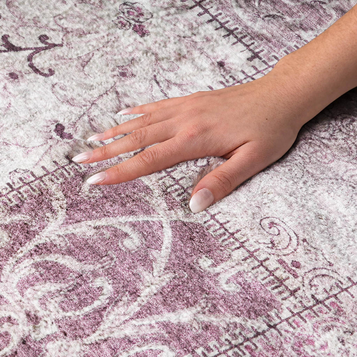 10' X 14' Burgundy And Eggplant Floral Shag Washable Area Rug With UV Protection - HomeRoots - Flyclothing LLC