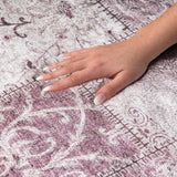 10' X 14' Burgundy And Eggplant Floral Shag Washable Area Rug With UV Protection - HomeRoots - Flyclothing LLC