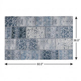 3' X 5' Denim Blue And Blue Floral Shag Washable Area Rug With UV Protection - HomeRoots - Flyclothing LLC