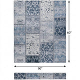 5' X 8' Denim Blue And Blue Floral Shag Washable Area Rug With UV Protection - HomeRoots - Flyclothing LLC