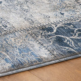 8' X 10' Denim Blue And Blue Floral Shag Washable Area Rug With UV Protection - HomeRoots - Flyclothing LLC