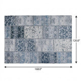 10' X 14' Denim Blue And Blue Floral Shag Washable Area Rug With UV Protection - HomeRoots - Flyclothing LLC