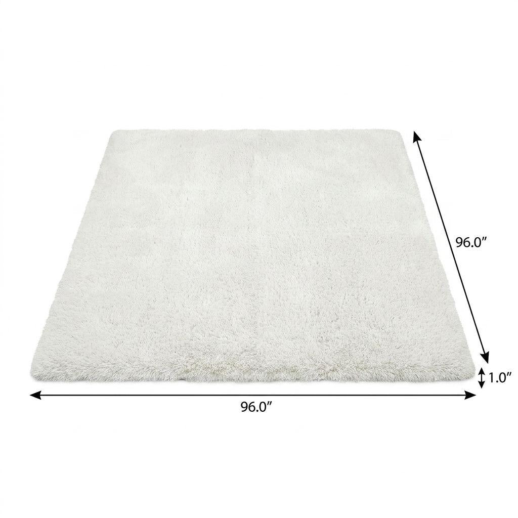 8' Gray And Silver Floral Shag Washable Round Rug With UV Protection - HomeRoots - Flyclothing LLC