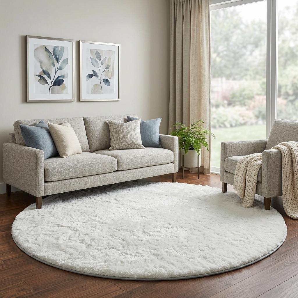 8' Gray And Silver Floral Shag Washable Round Rug With UV Protection - HomeRoots - Flyclothing LLC