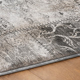 9' X 12' Gray And Silver Floral Shag Washable Area Rug With UV Protection - HomeRoots - Flyclothing LLC