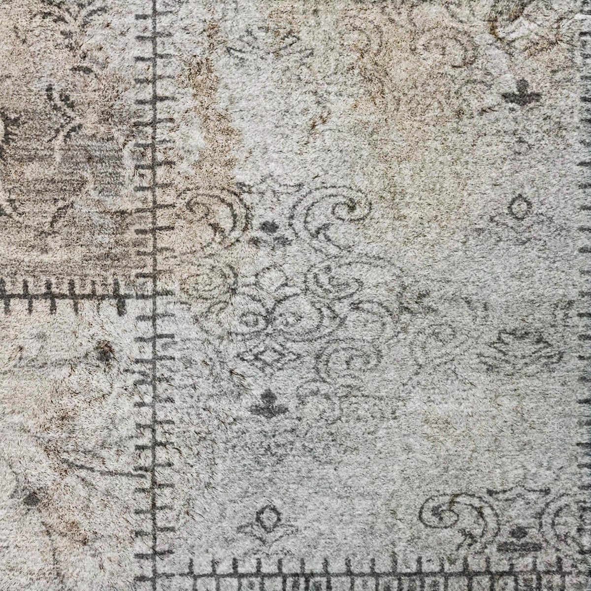9' X 12' Gray And Silver Floral Shag Washable Area Rug With UV Protection - HomeRoots - Flyclothing LLC