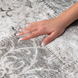 9' X 12' Gray And Silver Floral Shag Washable Area Rug With UV Protection - HomeRoots - Flyclothing LLC