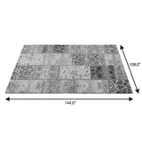 9' X 12' Gray And Silver Floral Shag Washable Area Rug With UV Protection - HomeRoots - Flyclothing LLC