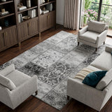 10' X 14' Gray And Silver Floral Shag Washable Area Rug With UV Protection - HomeRoots - Flyclothing LLC