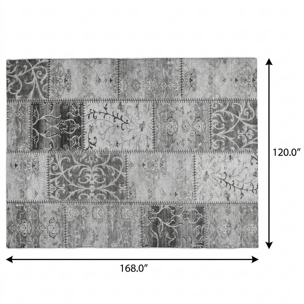 10' X 14' Gray And Silver Floral Shag Washable Area Rug With UV Protection - HomeRoots - Flyclothing LLC