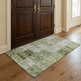 3' X 5' Green And Gray Floral Shag Washable Area Rug With UV Protection - HomeRoots - Flyclothing LLC