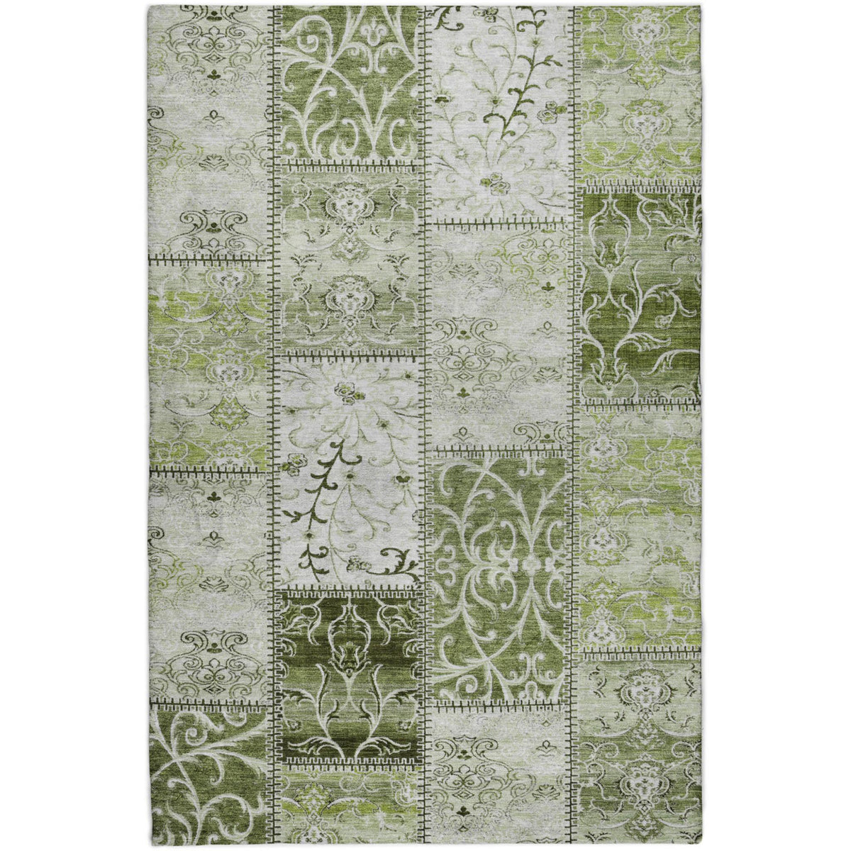 3' X 5' Green And Gray Floral Shag Washable Area Rug With UV Protection - HomeRoots - Flyclothing LLC