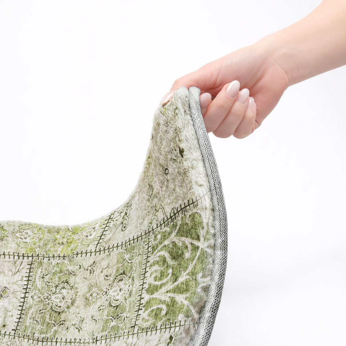 3' X 5' Green And Gray Floral Shag Washable Area Rug With UV Protection - HomeRoots - Flyclothing LLC