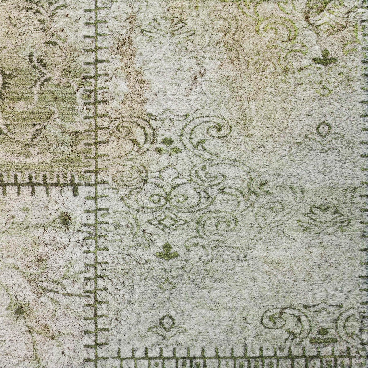 3' X 5' Green And Gray Floral Shag Washable Area Rug With UV Protection - HomeRoots - Flyclothing LLC