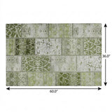 3' X 5' Green And Gray Floral Shag Washable Area Rug With UV Protection - HomeRoots - Flyclothing LLC