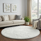 8' Green And Gray Floral Shag Washable Round Rug With UV Protection - HomeRoots - Flyclothing LLC