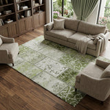 8' X 10' Green And Gray Floral Shag Washable Area Rug With UV Protection - HomeRoots - Flyclothing LLC