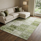 9' X 12' Green And Gray Floral Shag Washable Area Rug With UV Protection - HomeRoots - Flyclothing LLC