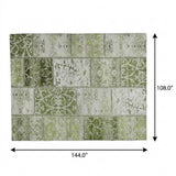 9' X 12' Green And Gray Floral Shag Washable Area Rug With UV Protection - HomeRoots - Flyclothing LLC