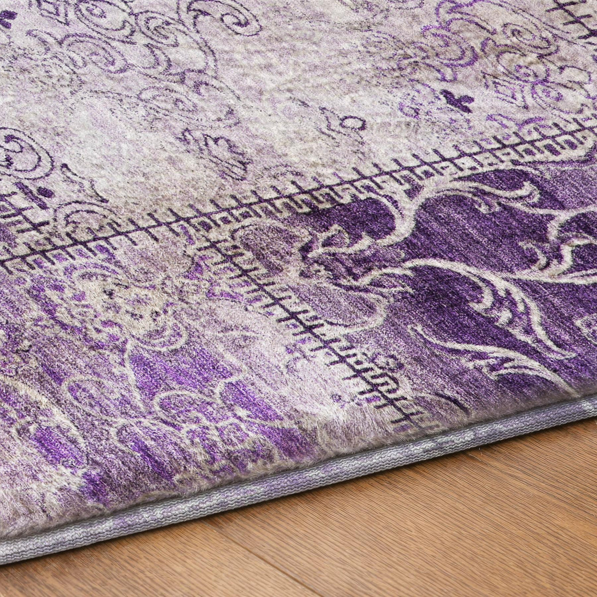 3' X 5' Purple And Lilac Floral Shag Washable Area Rug With UV Protection - HomeRoots - Flyclothing LLC