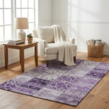 5' X 8' Purple And Lilac Floral Shag Washable Area Rug With UV Protection - HomeRoots - Flyclothing LLC