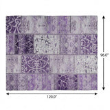 8' X 10' Purple And Lilac Floral Shag Washable Area Rug With UV Protection - HomeRoots - Flyclothing LLC