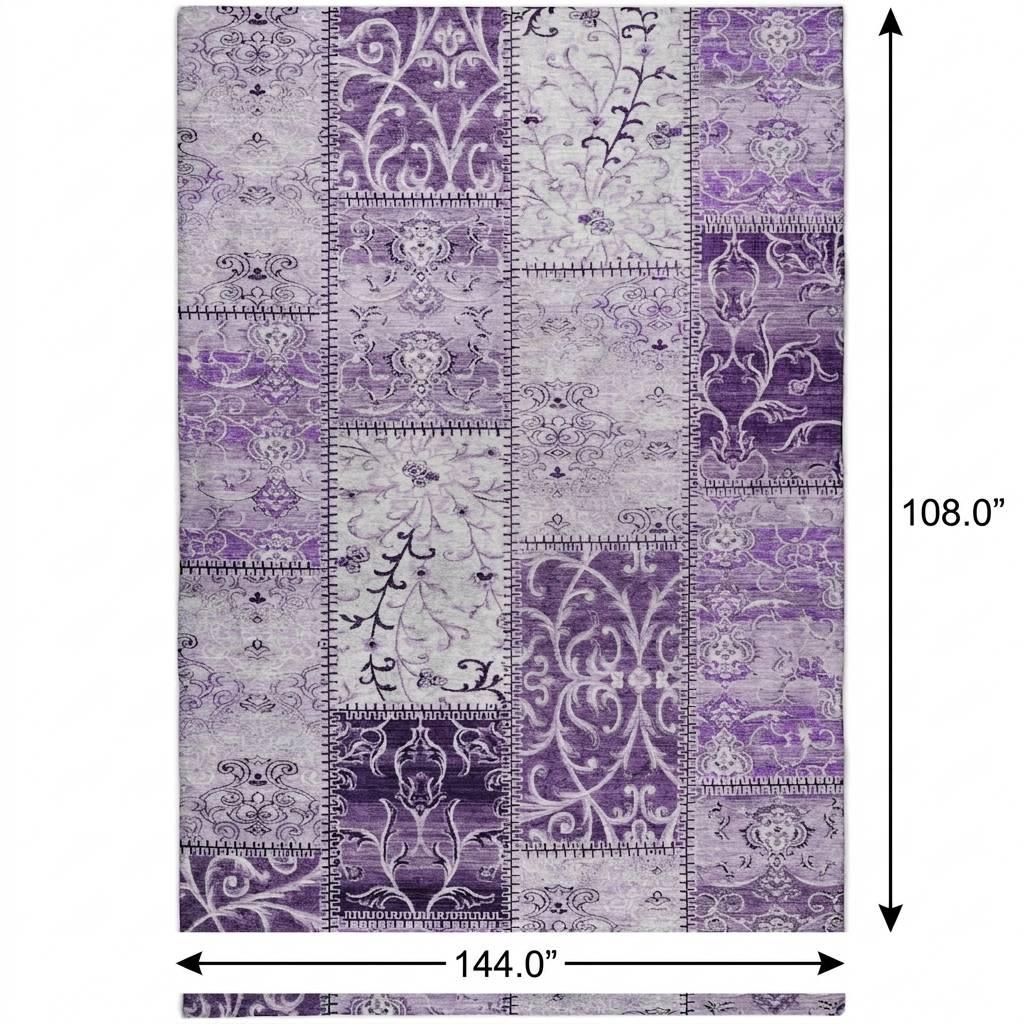 9' X 12' Purple And Lilac Floral Shag Washable Area Rug With UV Protection - HomeRoots - Flyclothing LLC