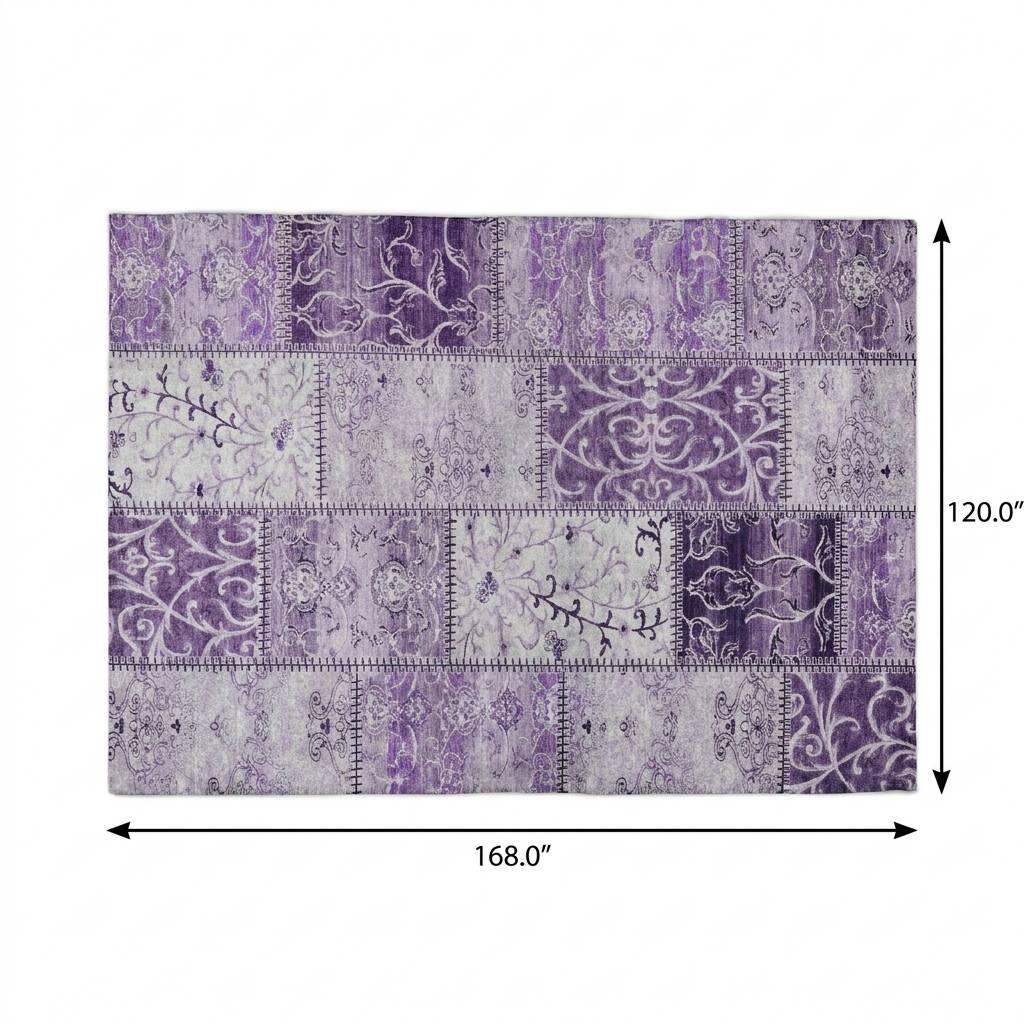10' X 14' Purple And Lilac Floral Shag Washable Area Rug With UV Protection - HomeRoots - Flyclothing LLC