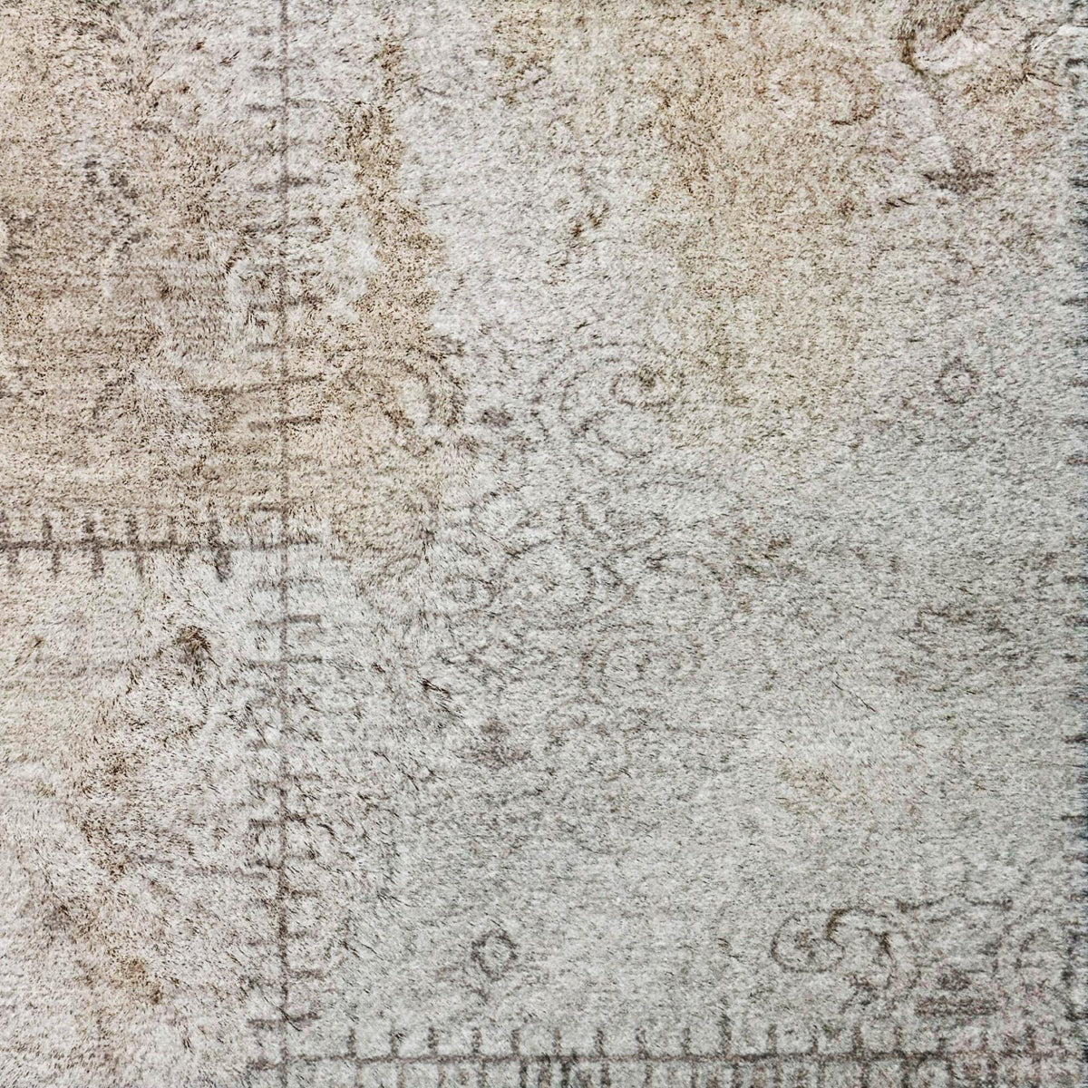 3' X 5' Taupe And Beige Floral Shag Washable Area Rug With UV Protection - HomeRoots - Flyclothing LLC