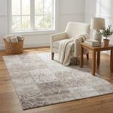 5' X 8' Taupe And Beige Floral Shag Washable Area Rug With UV Protection - HomeRoots - Flyclothing LLC