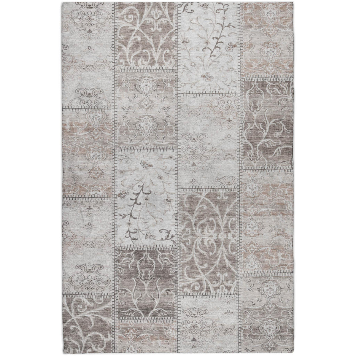 5' X 8' Taupe And Beige Floral Shag Washable Area Rug With UV Protection - HomeRoots - Flyclothing LLC