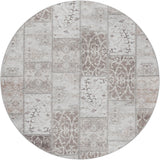 8' Taupe And Beige Floral Shag Washable Round Rug With UV Protection - HomeRoots - Flyclothing LLC