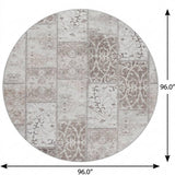 8' Taupe And Beige Floral Shag Washable Round Rug With UV Protection - HomeRoots - Flyclothing LLC