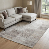 8' X 10' Taupe And Beige Floral Shag Washable Area Rug With UV Protection - HomeRoots - Flyclothing LLC