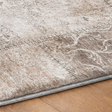 8' X 10' Taupe And Beige Floral Shag Washable Area Rug With UV Protection - HomeRoots - Flyclothing LLC