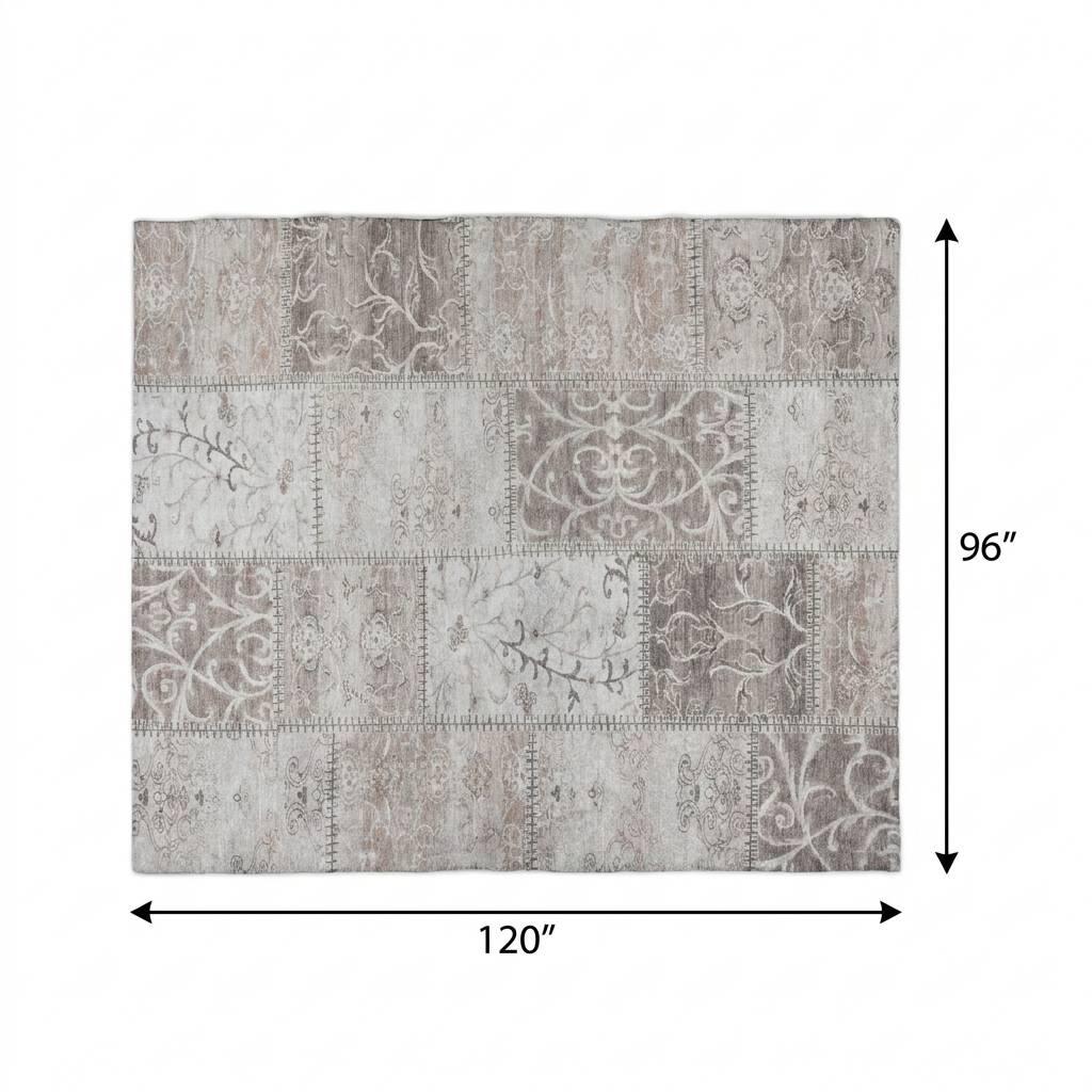 8' X 10' Taupe And Beige Floral Shag Washable Area Rug With UV Protection - HomeRoots - Flyclothing LLC