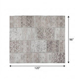 8' X 10' Taupe And Beige Floral Shag Washable Area Rug With UV Protection - HomeRoots - Flyclothing LLC