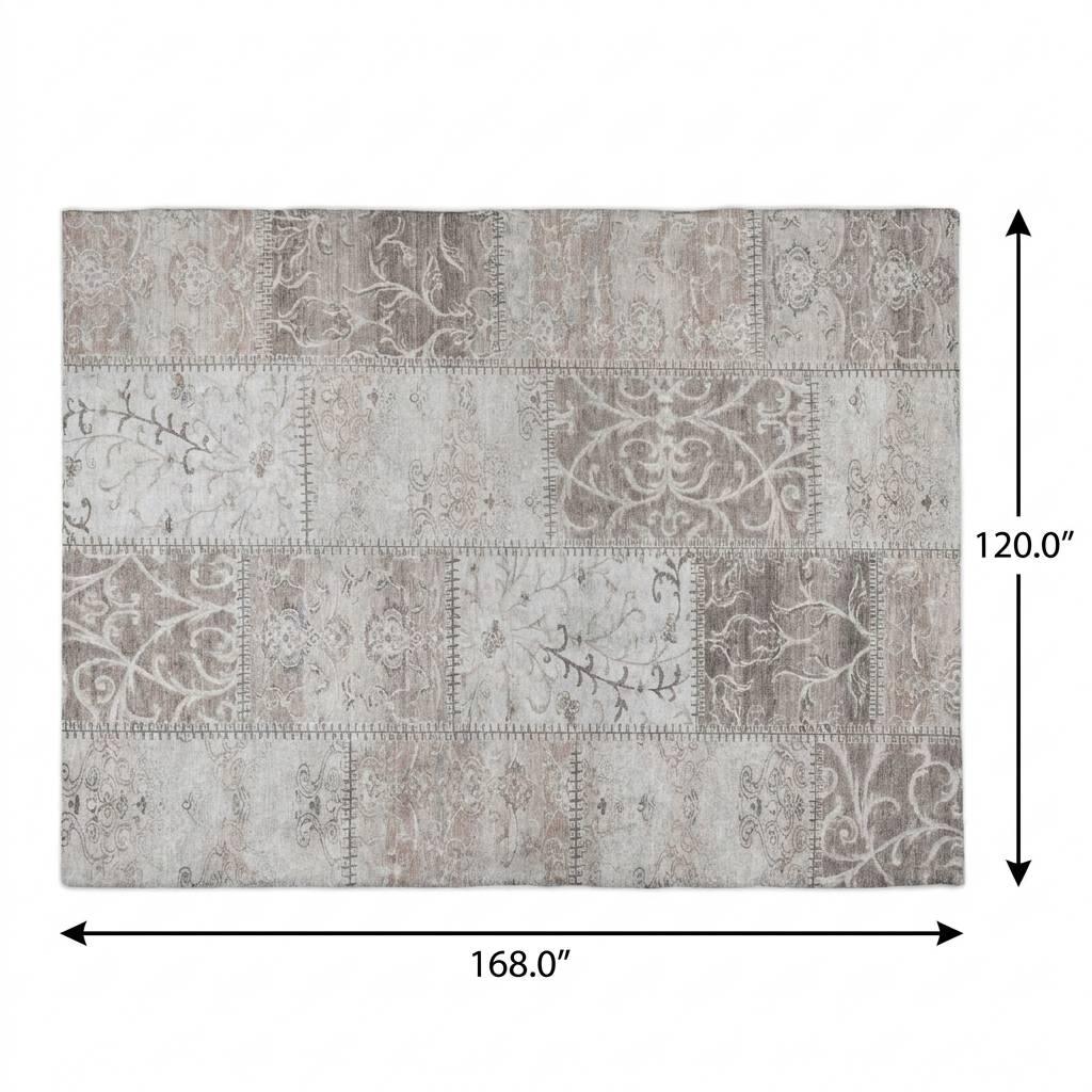 10' X 14' Taupe And Beige Floral Shag Washable Area Rug With UV Protection - HomeRoots - Flyclothing LLC
