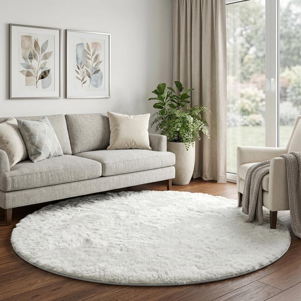 8' Teal And Ivory Floral Shag Washable Round Rug With UV Protection - HomeRoots - Flyclothing LLC