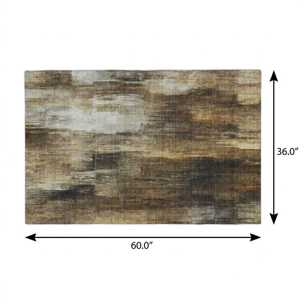 3' X 5' Chocolate And Brown Abstract Shag Washable Area Rug With UV Protection - HomeRoots - Flyclothing LLC