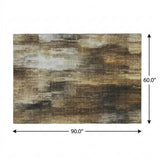 5' X 8' Chocolate And Brown Abstract Shag Washable Area Rug With UV Protection - HomeRoots - Flyclothing LLC