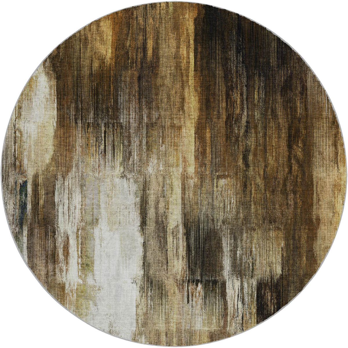 8' Chocolate And Brown Abstract Shag Washable Round Rug With UV Protection - HomeRoots - Flyclothing LLC