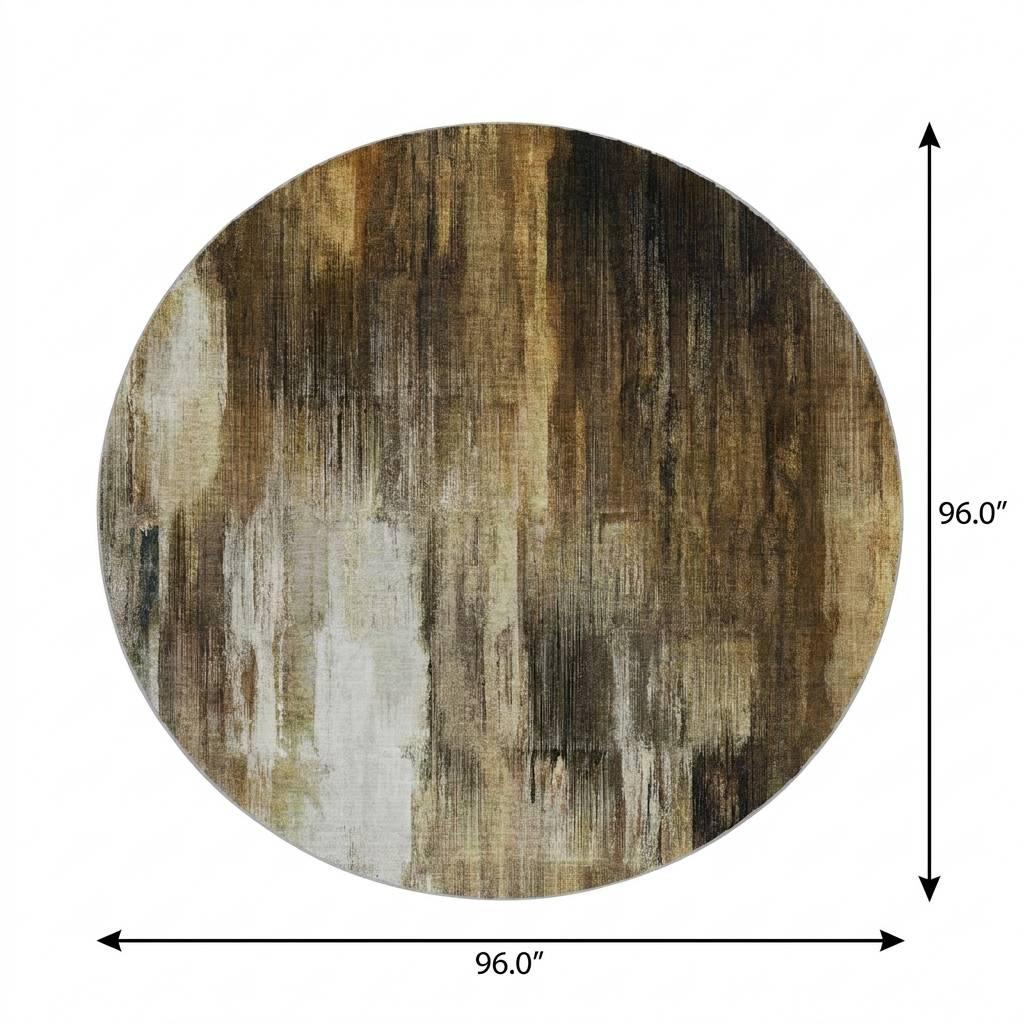 8' Chocolate And Brown Abstract Shag Washable Round Rug With UV Protection - HomeRoots - Flyclothing LLC